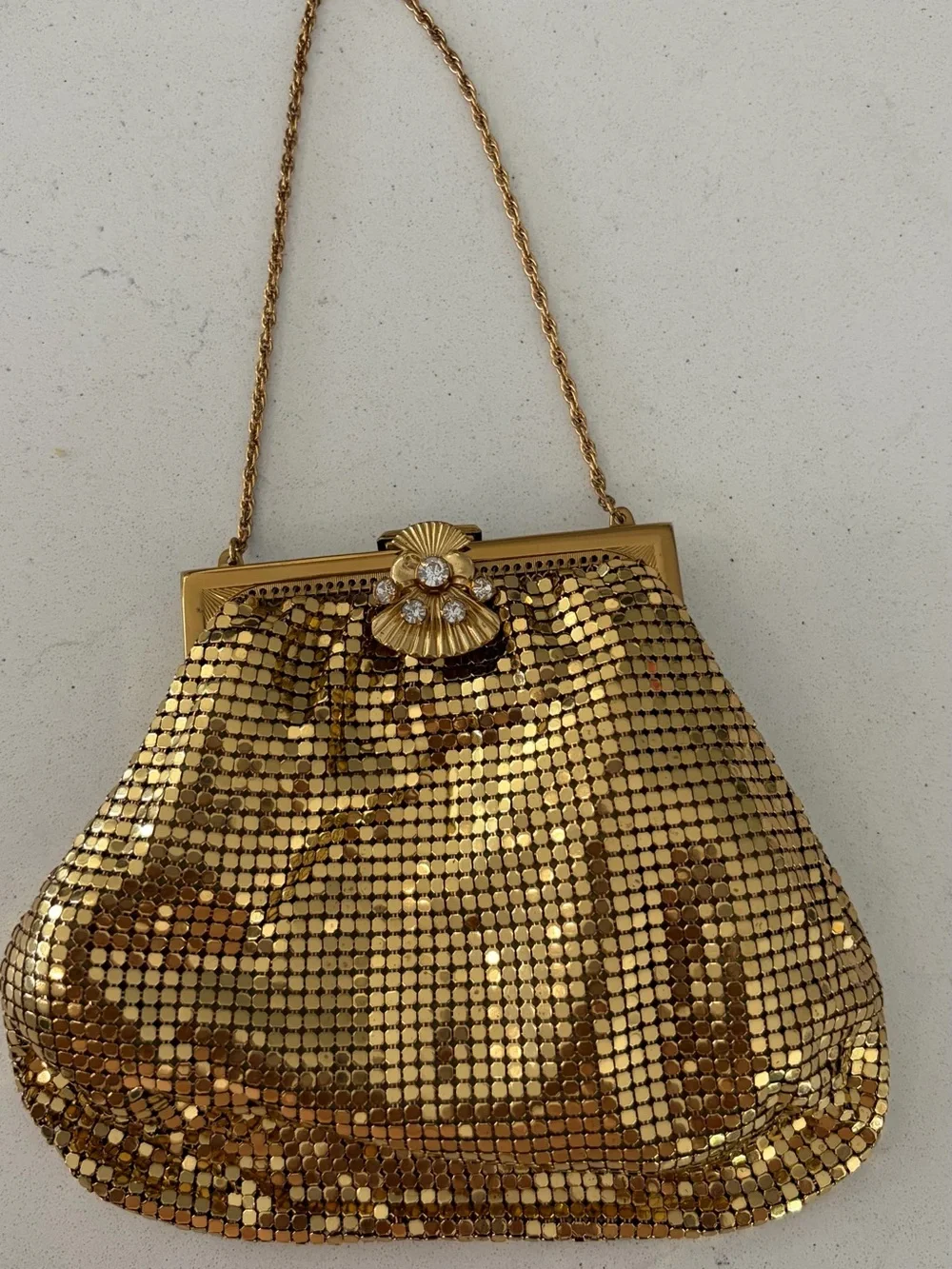Vtg Duramesh Gold Sequined Evening Clutch Handbag